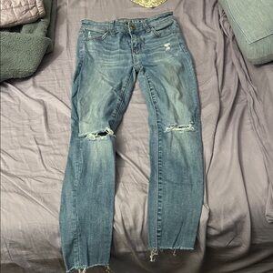 American Eagle Outfitters Ripped Blue Jeggings (No Size Tag)